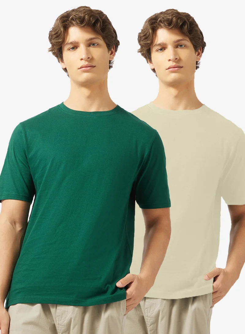 Seventy Five Basics Pack of 2 Regular Fit T-Shirt